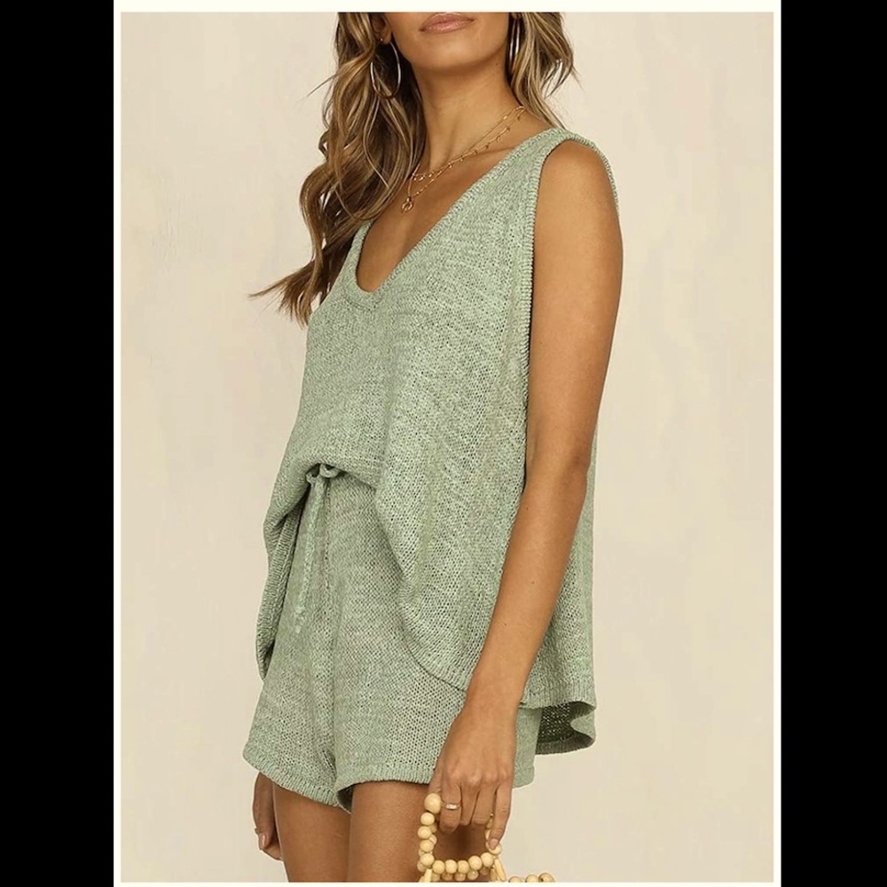 Beachy lounge tank/shorts set